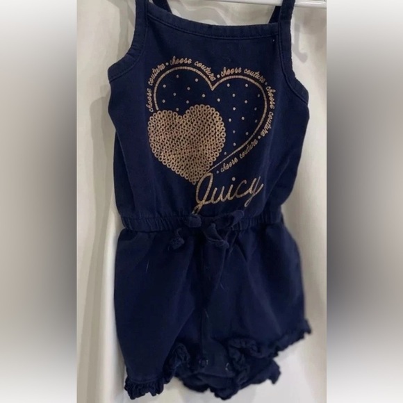 Juicy Couture Baby Romper Jumpsuit Blue/Gold Size 12M - Picture 2 of 6
